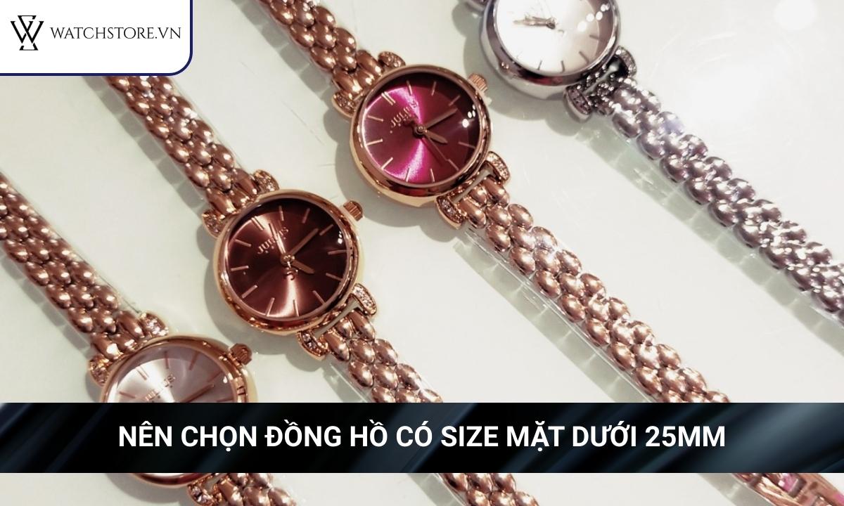 các nàng nên chọn đường kính mặt từ 23mm - 29mm